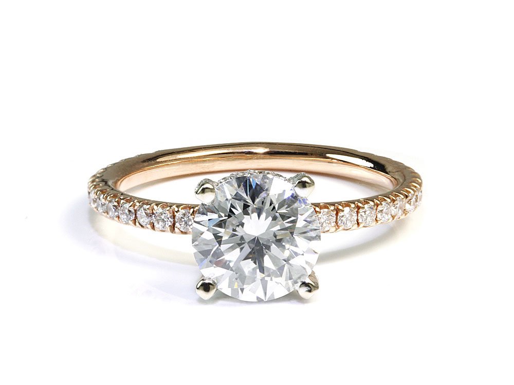 hidden halo rose gold pave
